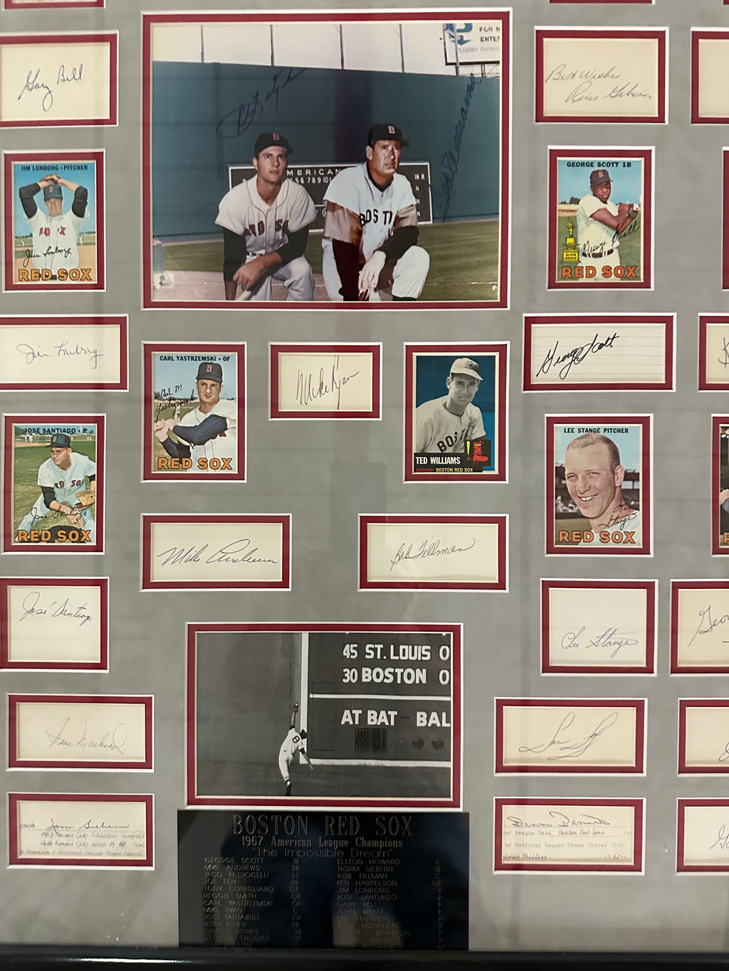 Boston Red Sox - 1967 Program & Scorecard with Multiple Autographed Cuts & Cards