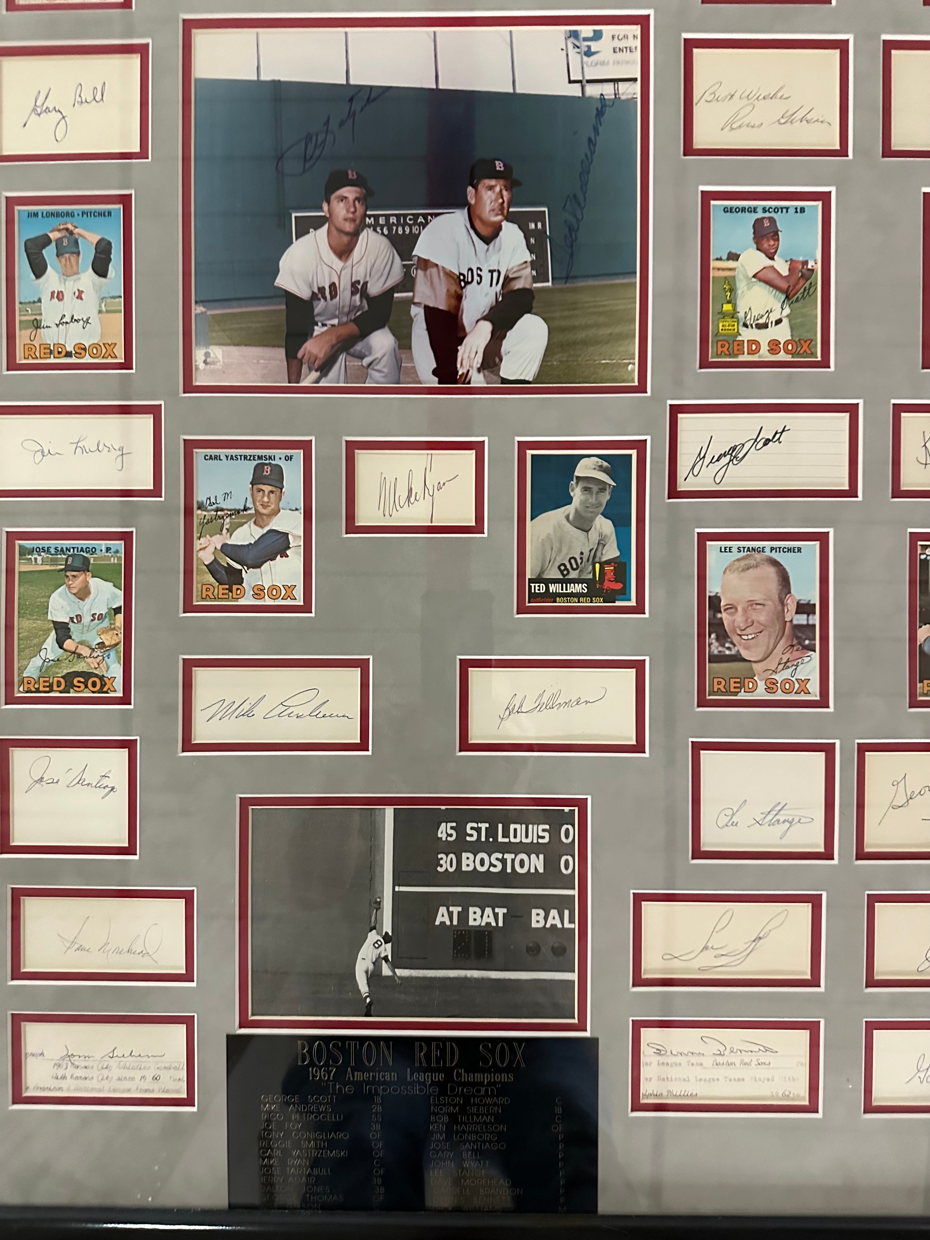 Boston Red Sox - 1967 Program & Scorecard with Multiple Autographed Cuts & Cards