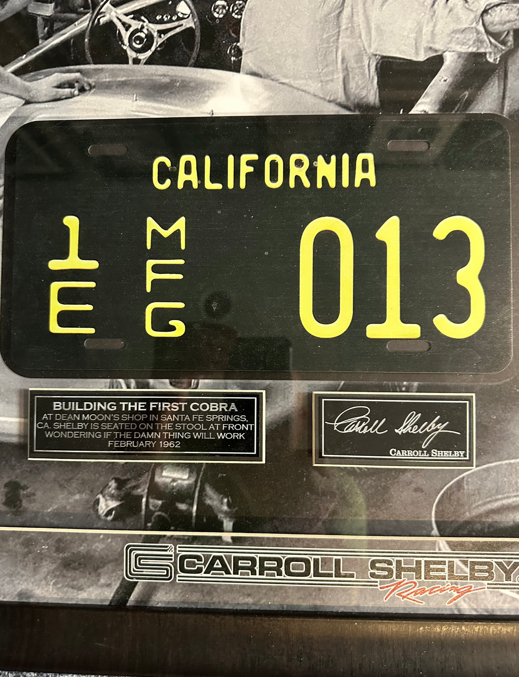 Carroll Shelby with License Plate (Facsimile)