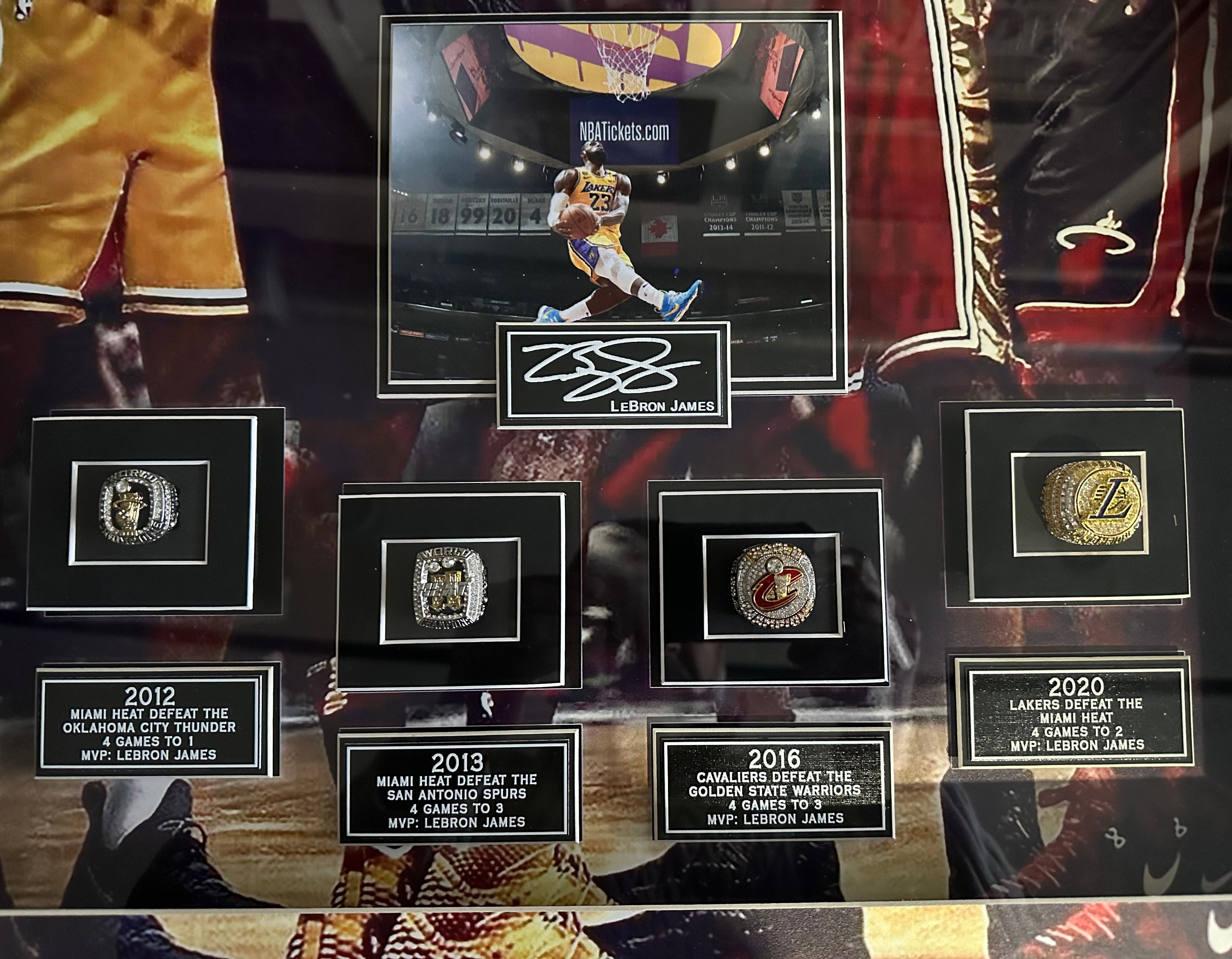 LeBron James 4 Time NBA Champion with Replica Rings