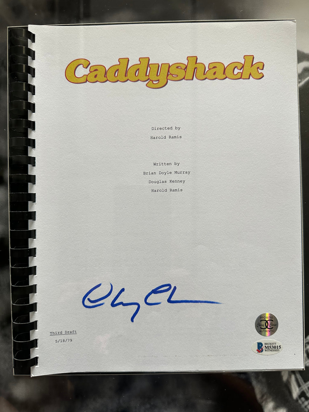 Caddy Shack - Chevy Chase Autographed Script in 3D Shadow Box
