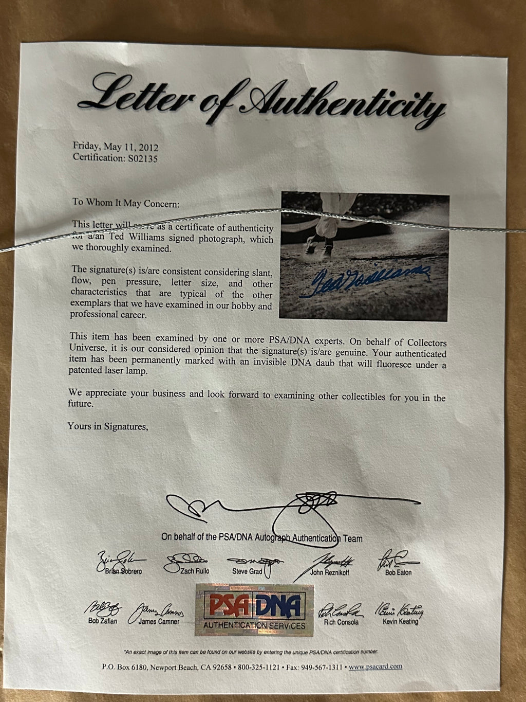 Boston Red Sox - Ted Williams Autographed with quote