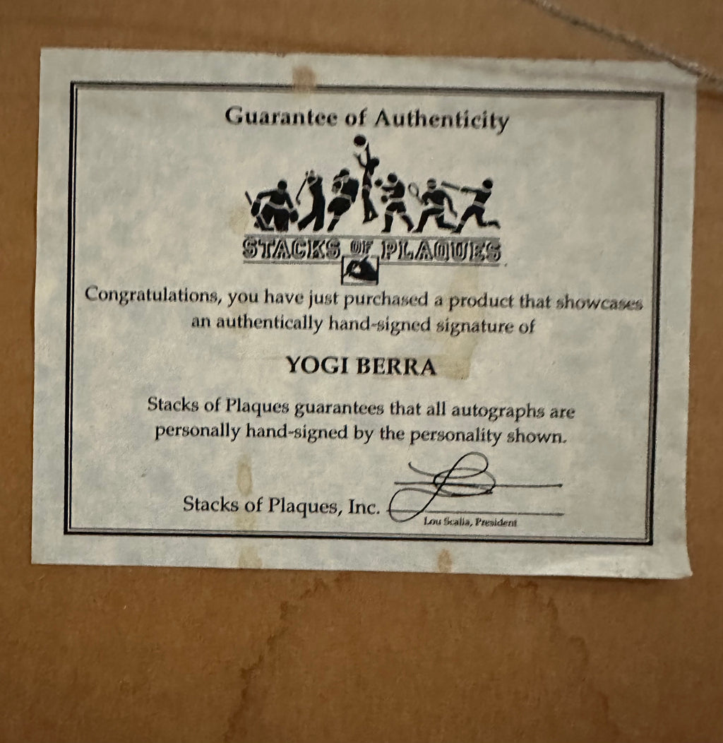 NY Yankees - "The Babe Greets Yogi" Yogi Berra Autographed 11x14 B&W Photo