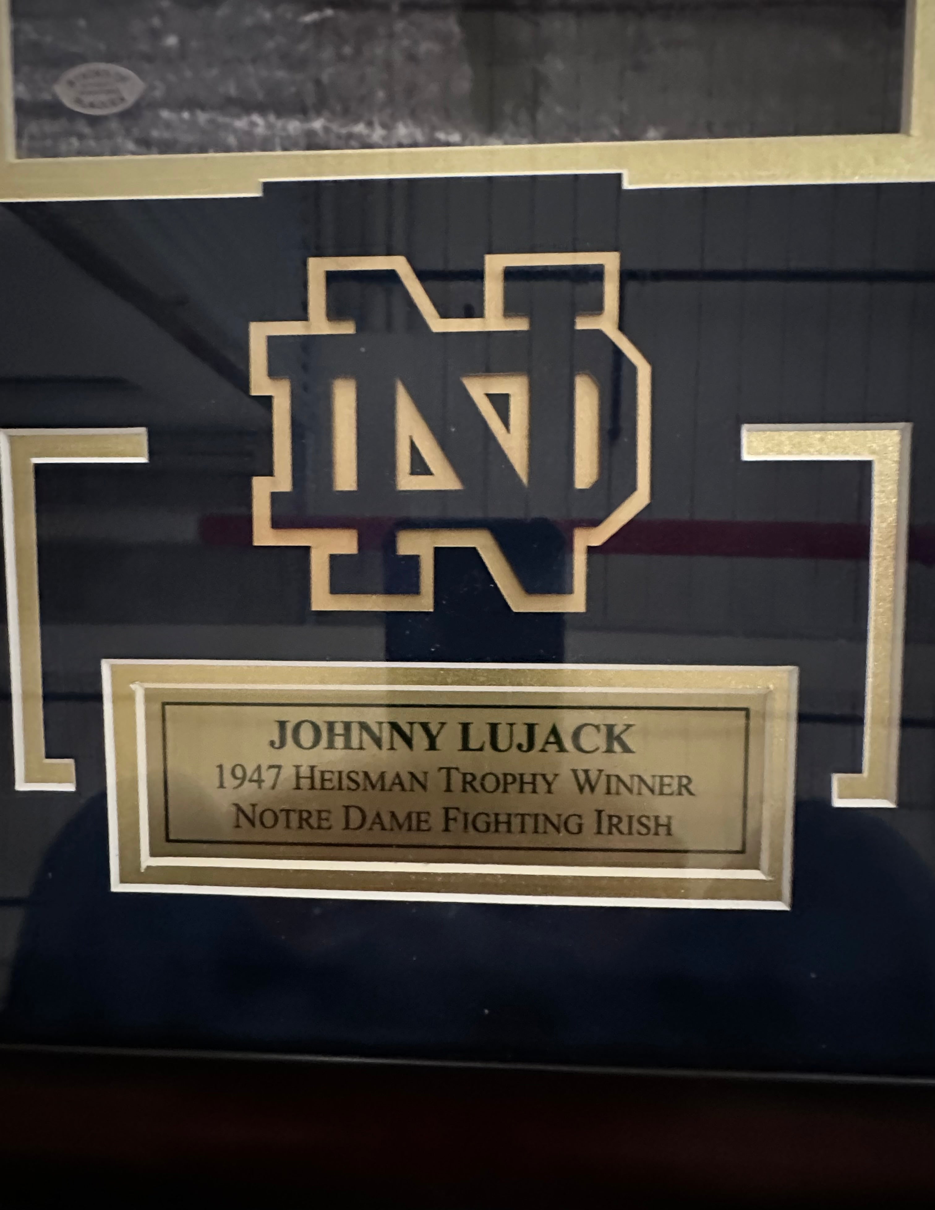 Notre Dame - Johnny Lujack 1947 Heisman Trophy Winner Autographed