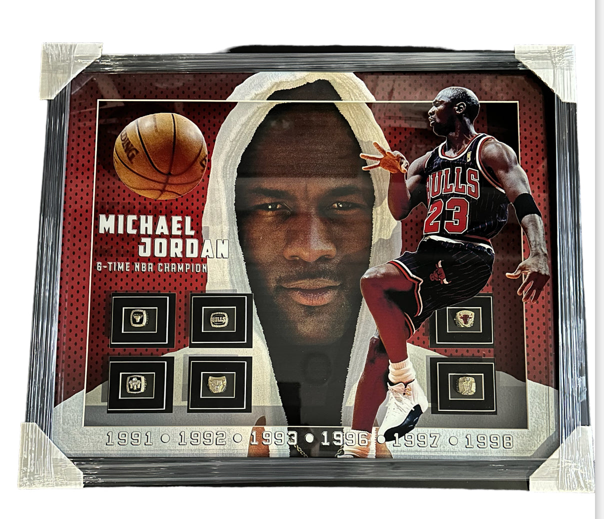 Michael Jordan 6 Time NBA Champion with Replica Rings