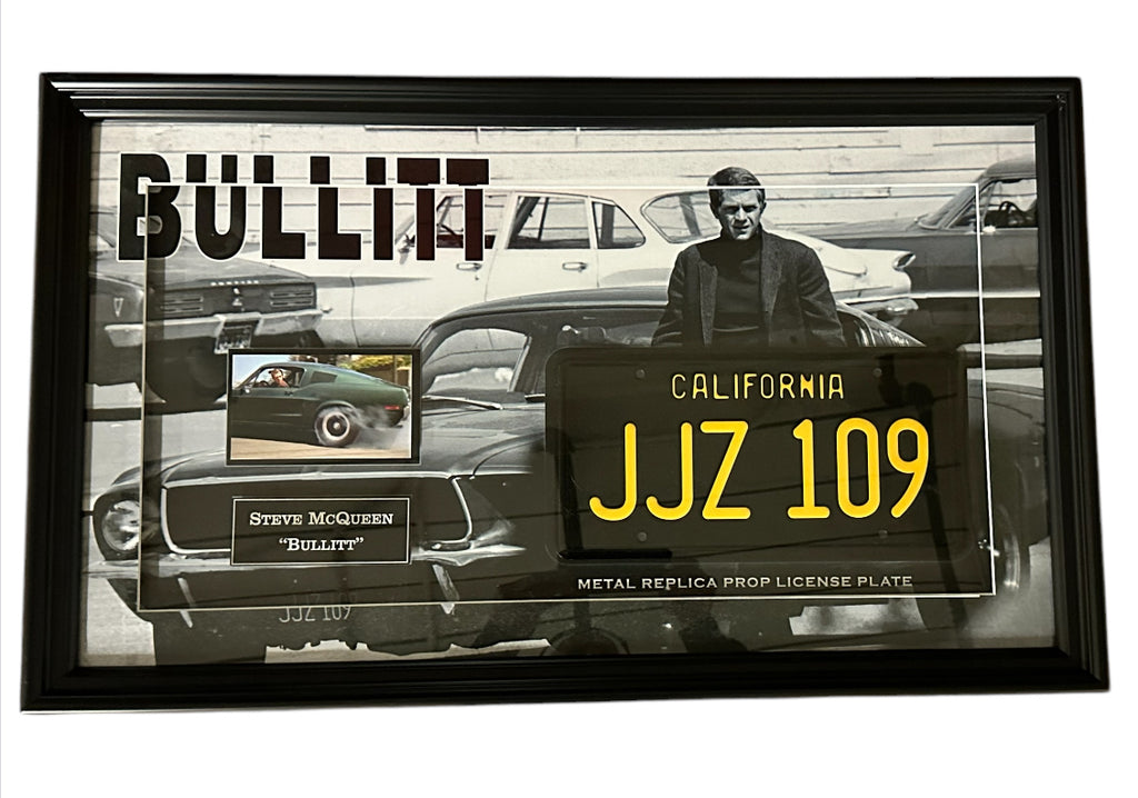 Steve McQueen Bullitt shadow box with Replica License Plate