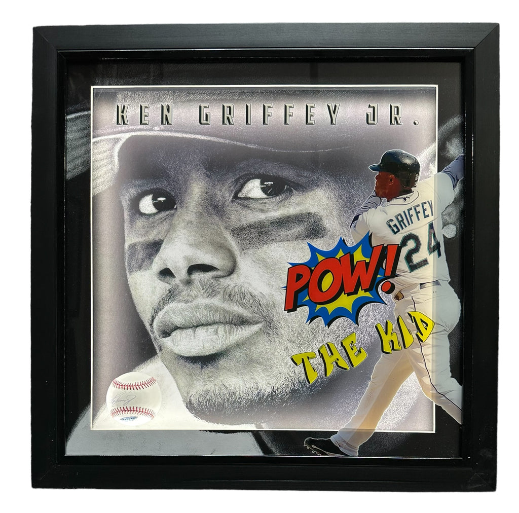 Ken Griffey Jr - 3D Shadowbox picture with autographed baseball w/LED