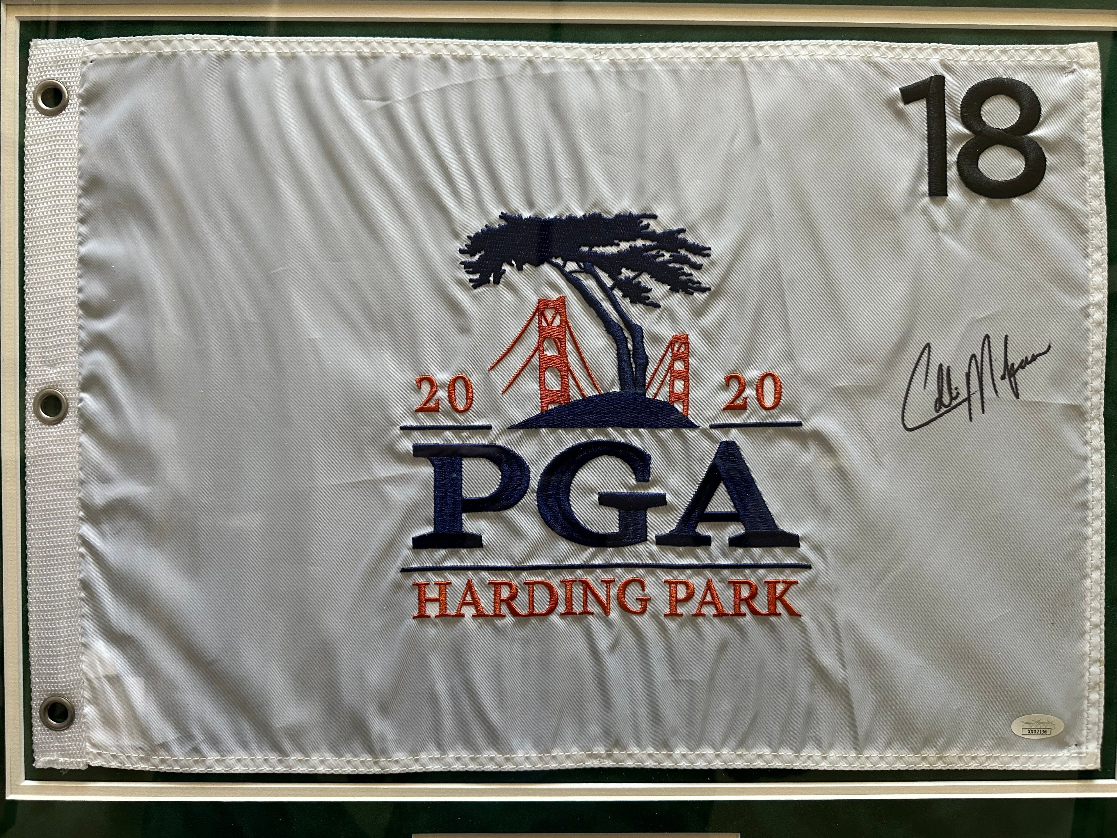 2020 PGA 18th hole flag - Collin Morikawa autographed
