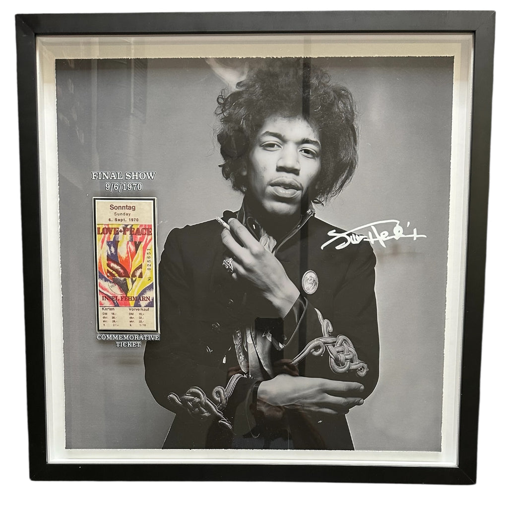 Jimi Hendrix with Replica Final Show 9/6/1970 ticket