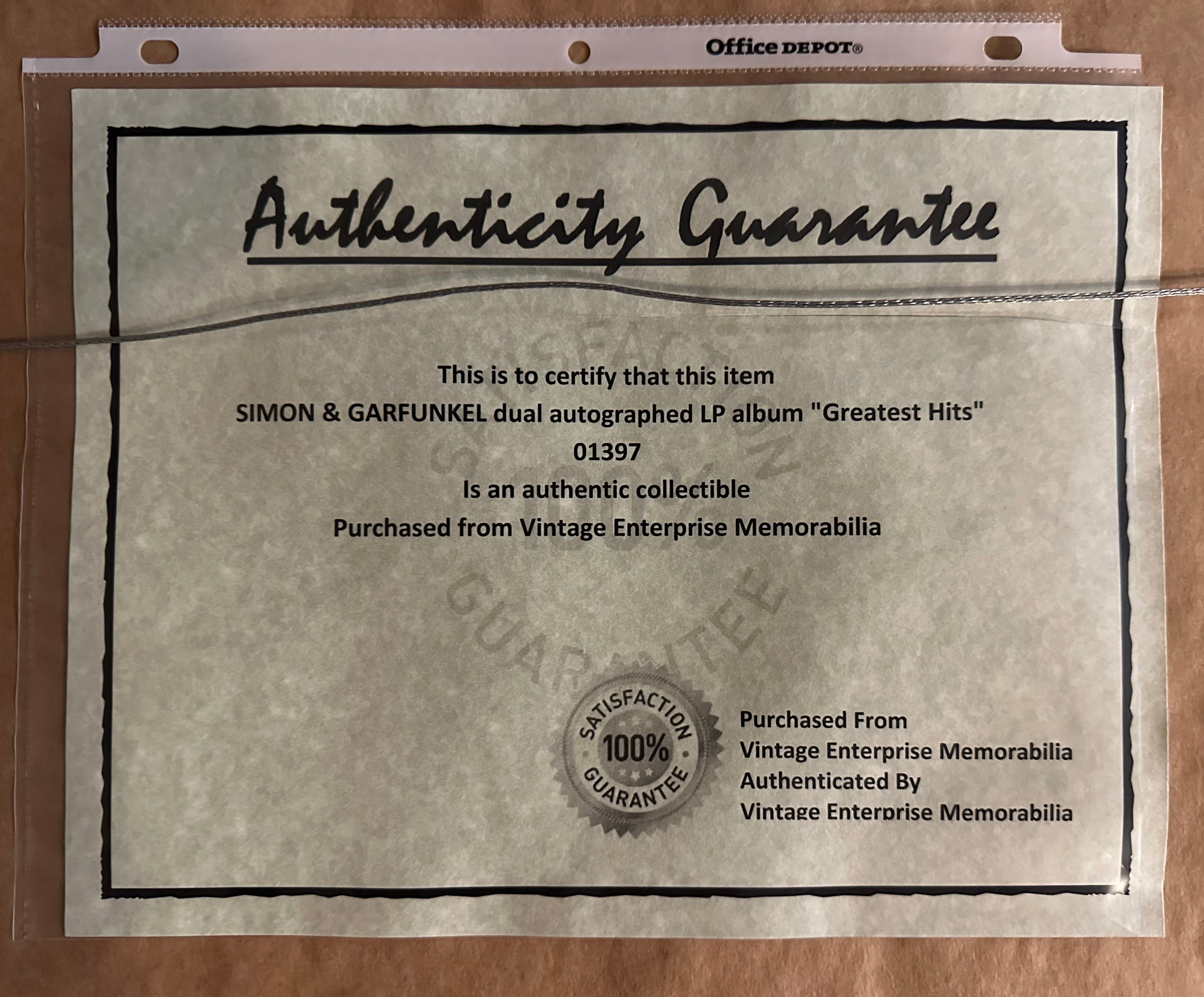 Simon & Garfunkel - Greatest Hits signed album