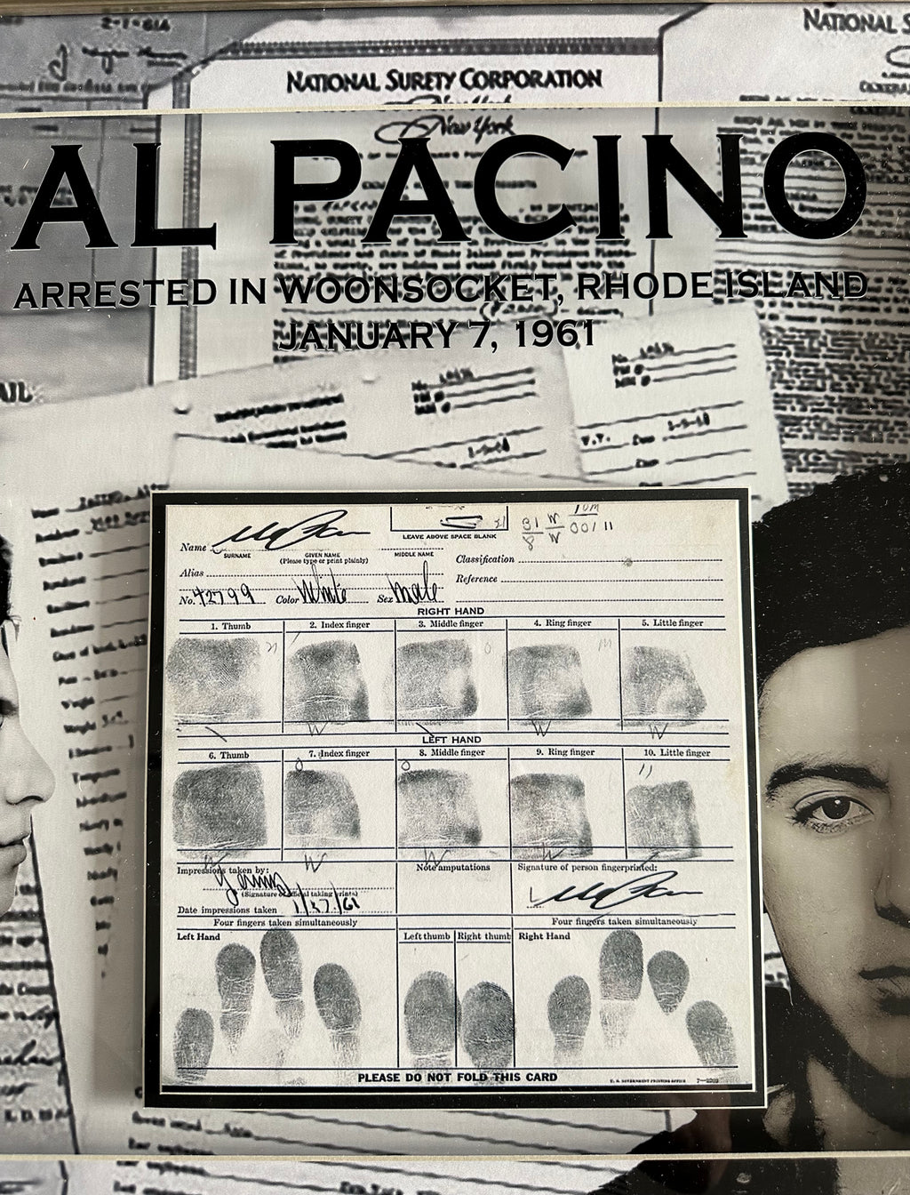 Al Pacino Mugshot in Woonsocket Rhode Island 1961
