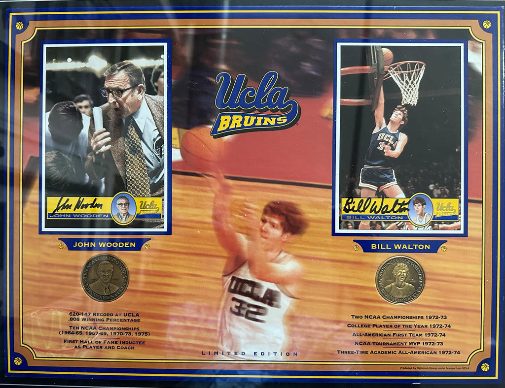 UCLA Bruins - Wooden and Walton Autographed with commemorative coins