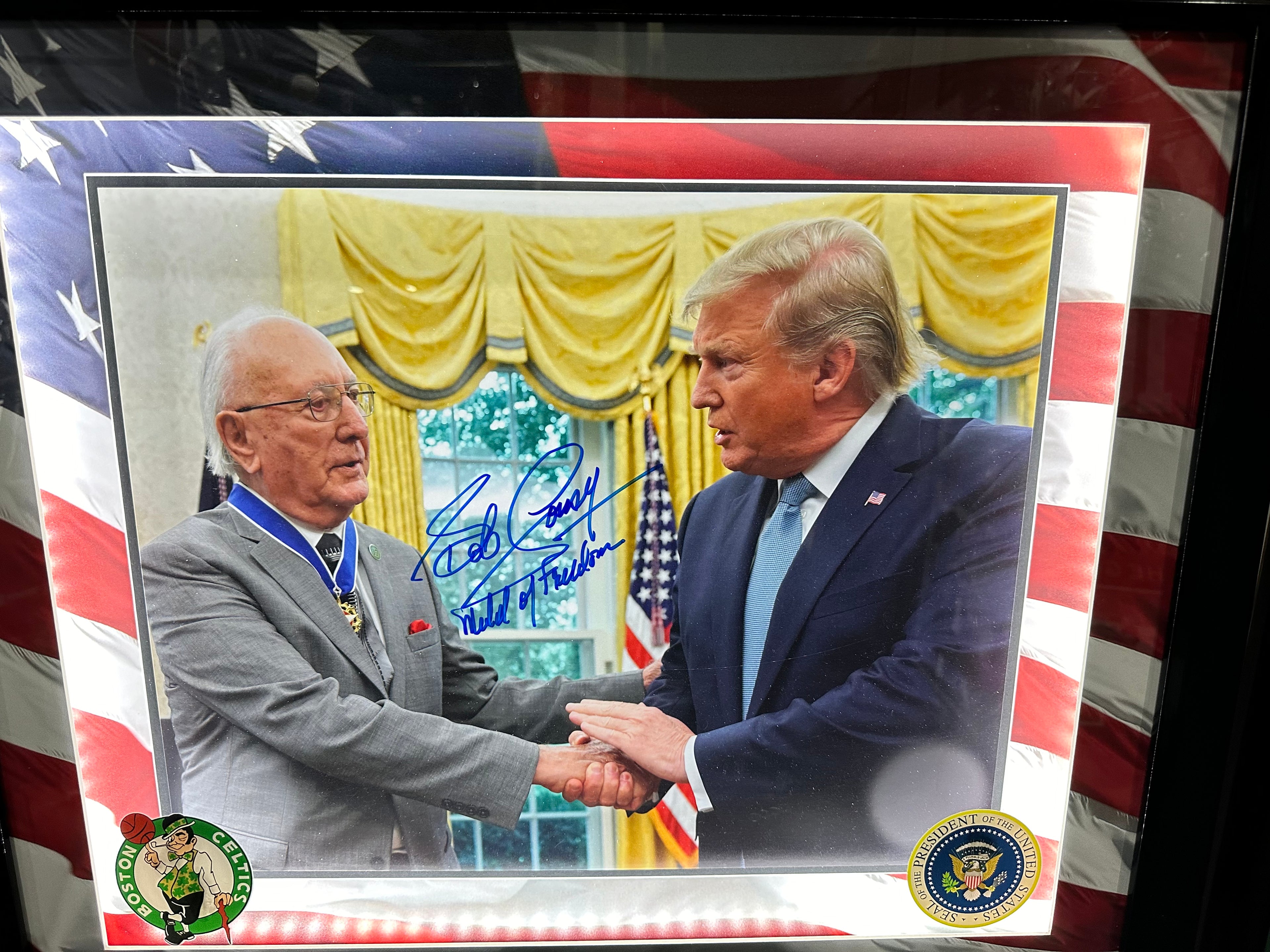 Bob Cousy Medal of Freedom Recipient with President Trump