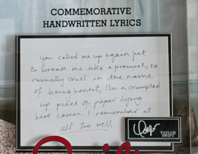 Taylor Swift with Hand Written Lyrics